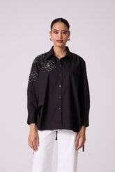 Ian Applique Shirt - Black